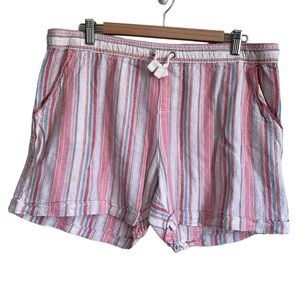 Juniper & Lime women’s shorts size L petite linen blend pink blue‎ white